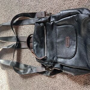 Chic Black Leather Medium Backpack
